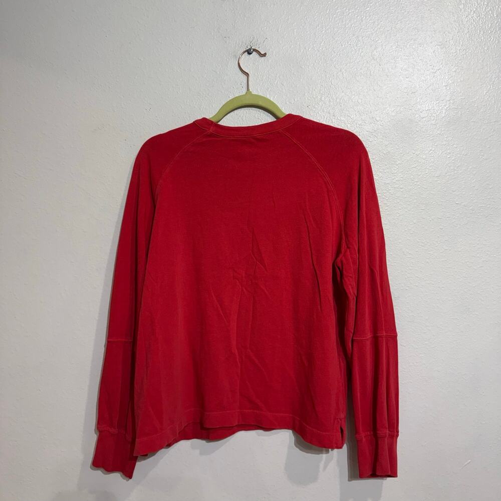 Madewell Coral Red Garment-Dyed Raglan Long Sleeve Sweatshirt Top Sz S - Picture 8 of 9